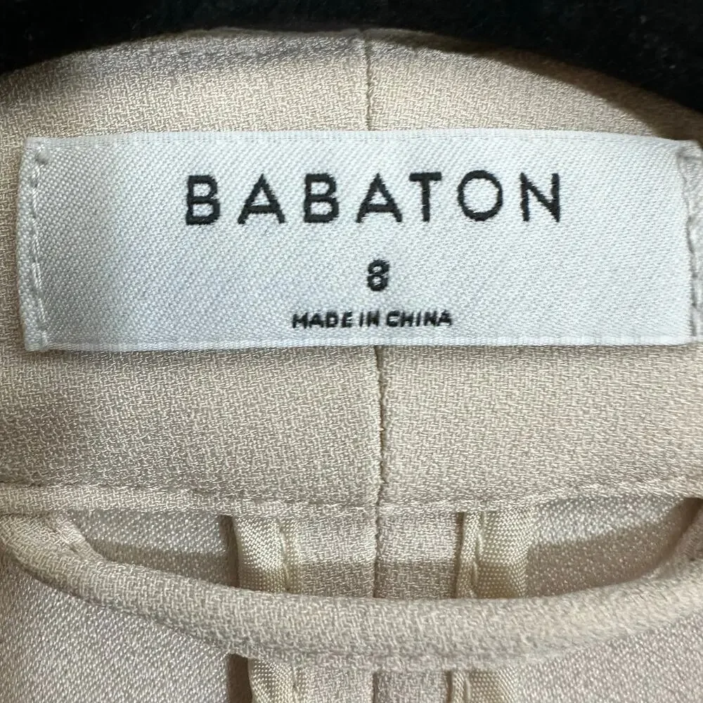 Babaton Power Blazer Ruched Sleeves Open Front Beige Size 8 Aritzia Workwear - Picture 6 of 8